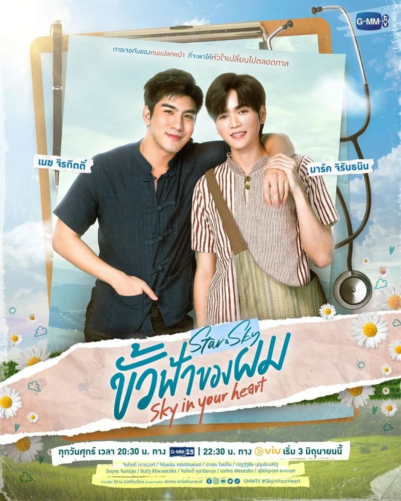 โปสเตอร์ละคร ขั้วฟ้าของผม Sky In Your Heart ใช้เป็นพื้นหลัง