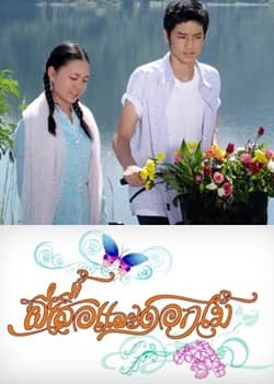 โปสเตอร์ละคร ผีเสื้อและดอกไม้ ใช้เป็นพื้นหลัง