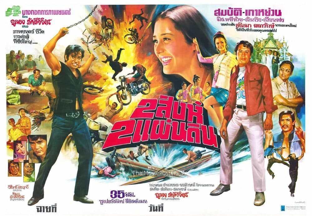 โปสเตอร์ภาพยนตร์ 2 สิงห์ 2 แผ่นดิน ใช้เป็นพื้นหลัง