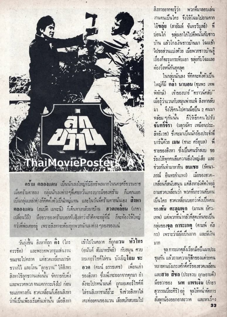 โปสเตอร์ภาพยนตร์ ลูกขวาน ใช้เป็นพื้นหลัง