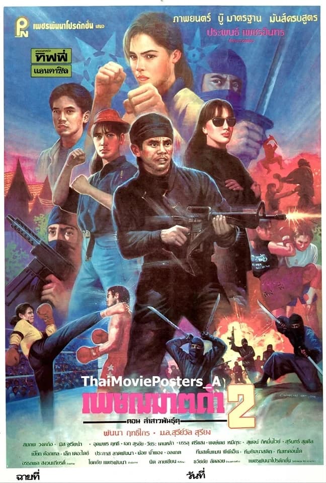 โปสเตอร์ภาพยนตร์ เพชฌฆาตดำ 2 ตอนล่าสาวพันธุ์ดุ ใช้เป็นพื้นหลัง